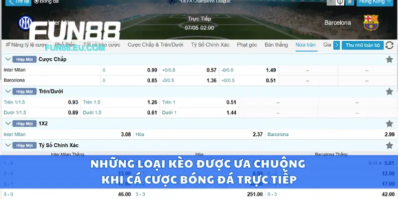 Những loại kèo được ưa chuộng khi cá cược bóng đá trực tiếp